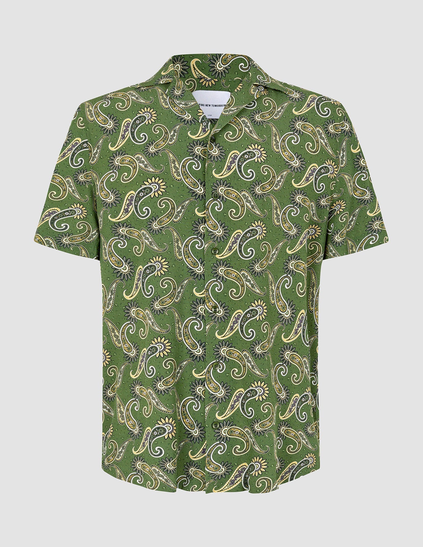 Breeze Bowling Short Sleeve Shirt Green Paisley